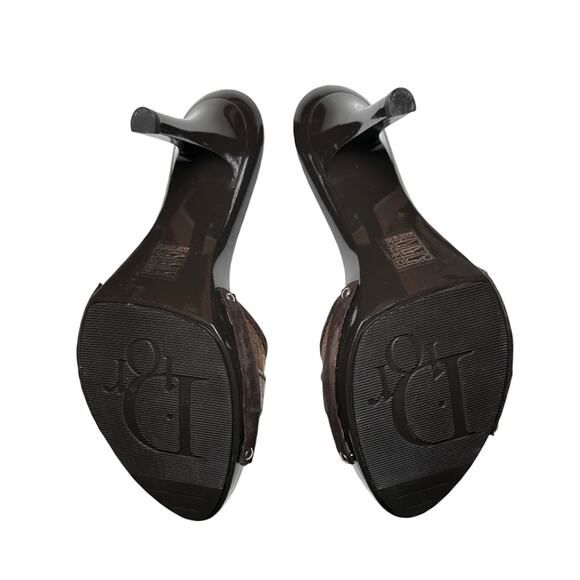 Dior Vintage John Galliano Croc Embossed Logo Mules Slides Heels Sandals 40 NEW - Picture 9 of 10